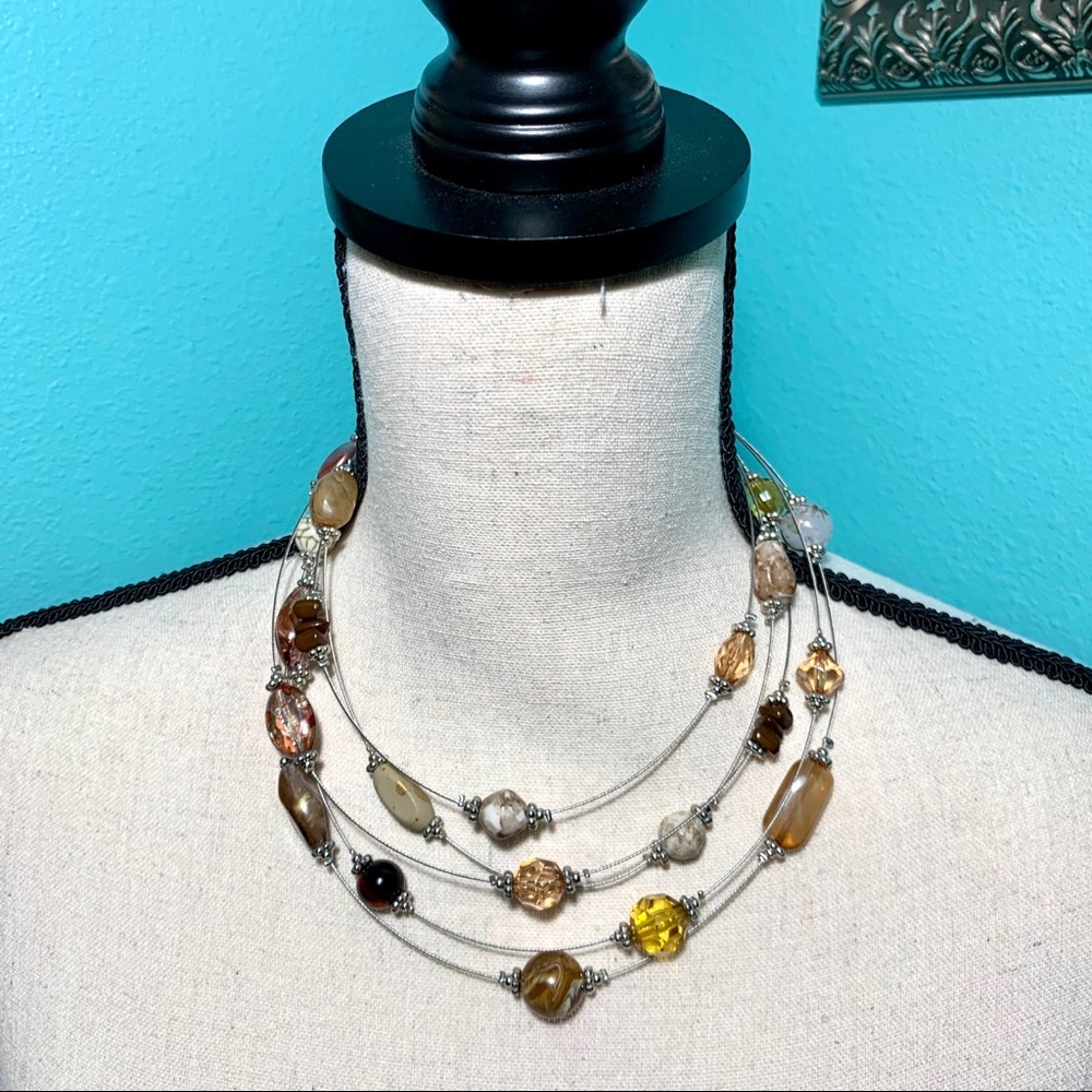 Wire Bead and Stone Necklace